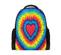 Rainbow Tie Dye Sac à dos de voyage pour ordinateur portable, sac à dos d'école, livre de cœur, amour causale, sac à dos de plein air, randonnée, sac à dos de camping, sac à bandoulière pour