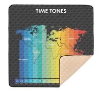 Rainbow Time Zones Tapis de gymnastique et d'activités rembourré doux pour l'intérieur et l'extérieur Motif carte du monde Pour bébé et enfant 127 x 127 cm
