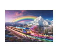 Rainbow Train Puzzle EnfFourmis 1000pcs, Puzzles en Bois- Kit Bricolage Relax Jeux pour Adolescents Et Adultes Cadeaux （75×50cm）
