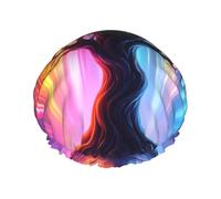 Rainbow Tree Mystical Aura Bonnet de douche imperméable réutilisable pour femme - Couvre-cheveux élastique pour bain, spa, voyage et utilisation quotidienne