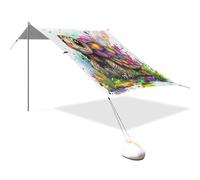 Rainbow Turtle Beach Cabana UPF50 + abri solaire facile à installer avec pelle à sable, sacs de sable, poteaux de stabilité pour jardin, prairie, parc