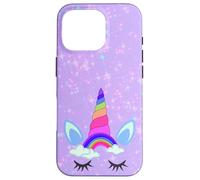 Rainbow Unicorn Purple Phone Case,Starry Pink Blue Unicorn Coque pour iPhone 16 Pro
