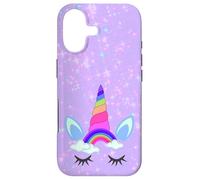 Rainbow Unicorn Purple Phone Case,Starry Pink Blue Unicorn Coque pour iPhone 17