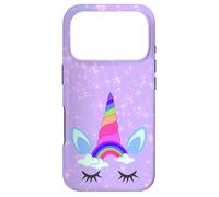 Rainbow Unicorn Purple Phone Case,Starry Pink Blue Unicorn Coque pour iPhone 17 Pro