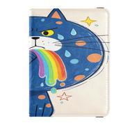 Rainbow Vomit Cat Étui de protection en cuir pour passeport et carte de vaccin avec blocage RFID pour homme et femme Étanche
