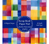 Rainbow Watercolour Gingham Scrapbook Paper Pad Decorative Patterned 8" x 8": Cardmaking Junk Journal Decoupage Aesthetic Mixed Media Art Collage 10 designs 20 double sided pages.