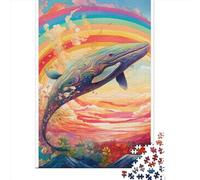 Rainbow Whale Puzzles 1000 Pieces Cadeau Unique Jeu Éducatif Challenge Toy À De Qualité Supérieure Peinture Art pour Adultes Et Enfants 1000pcs (75x50cm)