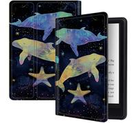 Rainbow Whales - Étui fin en cuir synthétique avec support pliable et réveil automatique pour toute nouvelle tablette Kindle Fire HD 8 et Fire HD 8 Plus (2024/2022/2020 sorti 14e/12e/10e génération