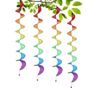 Rainbow Wind Spinner - 4PCS Colorful Spiral Windsock Streamers | Foldable Hanging Outdoor Decor for Garden Patio Balcony Camping Wedding Holiday Party Yard Porch
