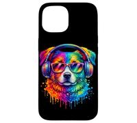 Rainbow Wolf Realistic Watercolor Cute Wolf Paint Colorful Coque pour iPhone 15