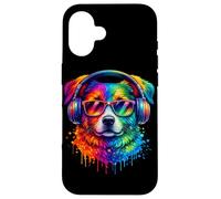 Rainbow Wolf Realistic Watercolor Cute Wolf Paint Colorful Coque pour iPhone 16