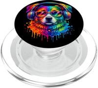 Rainbow Wolf Realistic Watercolor Cute Wolf Paint Colorful PopSockets PopGrip pour MagSafe