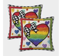 RainbowHeart - Carte de voeux Artistique Housse Coussin 2 Pièces Art Taie d'oreiller Décoration Taies d'oreiller pour Canapé LiterieCanapé 50x50cm