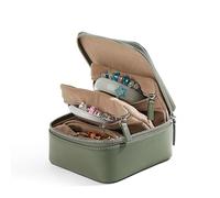 RainbowJise Boîte à bijoux avec 4 sacs à bijoux en velours - Mini pochette de voyage pour femmes et filles - Pour colliers, bagues, boucles d'oreilles - Sac cadeau (vert)