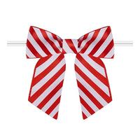 RainbowPana Lot de 120 nœuds de Noël à rayures torsadées de 7,6 cm, ruban de satin rouge de luxe, nœuds pré-noués, décoration artisanale pour emballage, gâteau, pop, biscuits, emballage cadeau