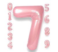 RainbowQ Grand ballon en forme de chiffres pour garçon ou fille - 101,6 cm - Film aluminium mylar en forme de chiffres de 0 à 9 - Grand ballon rose en forme de chiffre 7 - Pour décoration de fête