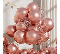 RainbowQ Lot de 55 ballons à l'hélium en latex brillant de différentes tailles et 30,5 cm avec confettis or rose métallisé pour anniversaire, remise de diplôme, mariage, fête d'anniversaire
