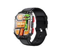 Rainbuvvy F407 2,1 Pouces Smartwatch Controle De La Frequence Cardiaque Sleep Motion Control Ip68 Bluetooth 5.3 Android 5.0 / Ios 10 / Hommong Bracelet En Cuir Noir