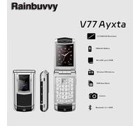 Rainbuvvy V77 Ayxta 2G Feature Phone Flip Phone 2,4 pouces Support Double SIM Standby FM Music Player Noir et Argent