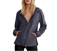 Raincoat Pancho Matelassée de Veste Pluie Automne Femme Imperméable Velo Rose Randonnée Trench Demi Veste Doudoune Femme L