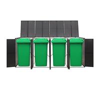Rainery Abri pour Poubelle Quadruple Noir 274x80x117 cm Résine tressée, Poubelle Cache Conteneur Abri Range Déchets, Abri pour Poubelle à roulettes pour Extérieur