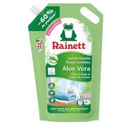 RAINETT - Lessive Liquide Peaux Sensibles - Formule Hypoallergénique - Tensioactifs d'Origine Végétale - Efficace Dès 20° - Ecolabel - Aloe Vera - 32 Lavages - Éco-Recharge 1,6 L