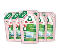 RAINETT - Lessive Liquide Peaux Sensibles - Formule Hypoallergénique - Tensioactifs d'Origine Végétale - Efficace Dès 20° - Ecolabel -Grenade - 32 Lavages - Éco-Recharge 1,6 L - Pack de 5 recharges