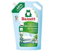 RAINETT - Lessive Liquide - Tensioactifs d'Origine Végétale - Efficace Dès 20° - Ecolabel - Bicarbonate - 32 Lavages - Éco-Recharge 1,6 L