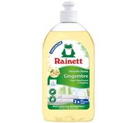 RAINETT - Liquide Vaisselle Mains au Gingembre - Formule Concentrée Super-Dégraissante - Testé Dermatologiquement - Flacon Recyclé & Recyclable - Ecolabel - Format Compact - 500 ml