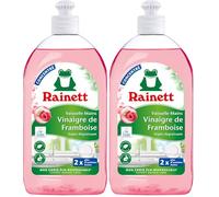 RAINETT - Liquide Vaisselle Mains au Vinaigre de Framboise - Formule Concentrée Super-Dégraissante - Testé Dermatologiquement - Flacon Recyclé & Recyclable - Ecolabel - Format Compact - 500 ml
