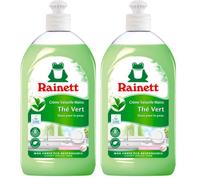 RAINETT - Liquide Vaisselle Mains - Formule Hypoallergénique - Préserve les Peaux Sensibles - Flacon Recyclé & Recyclable - Ecolabel - Thé Vert - 500 ml (Lot de 2)