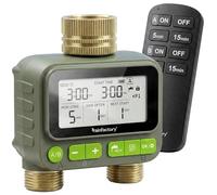 rainfactory - programmateur arrosage 2 Voies avec télécommande, minuterie arrosage à Pile IP65, écran LCD, 4 Plans, Manuel, départ différé, raccord ¾ pour Jardin, Potager, Goutte à Goutte Double Zone