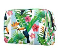 Rainforest Toucan Rose Florals Tropical Leaves Cosmetic Bag for Women Travel Toiletries Bags Large Makeup Handy Pouch Organizer Bag With Zipper, multicolore, 18.5x7.5x13cm/7.3x3x5.1in, Trousse de
