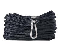 Rainier Supply Co Corde d'ancrage en Nylon Double tressé - 15,2 m x 0,9 cm - Corde d'ancrage pour Bateau avec dé à Coudre 316SS et Mousqueton Robuste de qualité Marine - Accessoires de Bateau, Noir