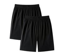 Rainjia Lot de 2 pantalons de sport courts pour garçon sans slip intérieur - Short d'été - Taille 128-182 - Pantalon de survêtement en soie glacée - Short de course léger - Coupe sèche - Avec poches