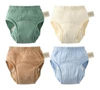 Rainjia Lot de 4 culottes d'apprentissage en mousseline pour bébé de 3 mois à 4 ans - En coton - Pour apprentissage de la propreté