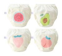 Rainjia Lot de 4 culottes d'entraînement pour bébé - Imprimé fruits mignons - 3 mois à 3 ans - En coton - Pour entraînement aux toilettes