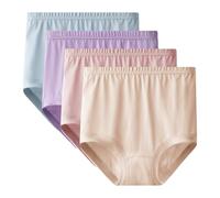 Rainjia Lot de 4 slips pour femme - 100 % coton - Taille haute - Extensible - Grande taille - Culotte ample - Sous-vêtements doux - Culotte pour grand-mère - Pour femmes d'âge moyen et plus âgé, Style
