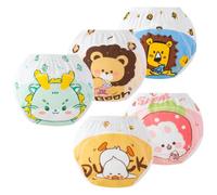 Rainjia Lot de 5 culottes d'entraînement pour bébé - Motifs d'animaux mignons - 6 mois à 3 ans - En coton - Pour entraînement aux toilettes