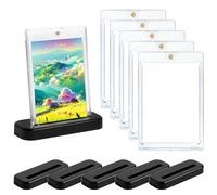 Rainmae Lot de 6 porte-cartes magnétiques 35PT - Protection UV - Transparent - Avec 6 supports pour cartes - Pour collection de cartes Pokémon, Magic, Yugioh, cartes de sport