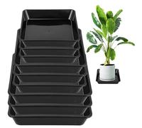 Rainmae Lot de 9 soucoupes carrées en plastique pour intérieur et extérieur sans trous - 20 cm, 25 cm, 30 cm