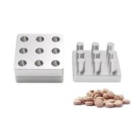 Rainorning 4/9/12/16/25 Trous φ6/8/10/12mm Moule Manuel de Moulage de Comprimés de Pilules, en Alliage D'aluminium Outil de Fabrication de Presse à Poudre Médicinale (Φ12mm, 9 Trous)