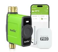 RAINPOINT Programmateur Arrosage WiFi avec Entrée et Sortie en Laiton, Smart Minuteur Arrosage Automatique Commande APP/vocale, Arrosage basé sur Météo, Retard de Pluie/Manuel, Étanche IP65