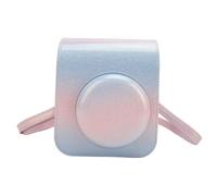 Rainproof PU Leather Camera Case for Mini 12, Blue/Pink, with Shoulder Strap