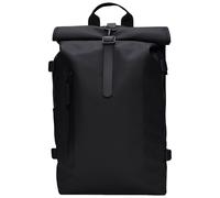 Rains Large Sac à dos roll-top noir, unisexe, 23L