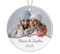 Rainsar Boule de Noël Personnalisable, Célébrez Noël avec l'Ornement Personnalisée, Cadeau de Original avec Photo et Nom pour Noël 2025, Cadeau personnalisé pour Couples, Familles et Amis