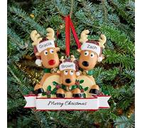 Rainsar Boule de Noel Personnalisée, Pendentif cerf de Noël Personnalisable, Décoration Familiale 2025 pour 2 à 8 Personnes - Cadeau Mémorable avec Noms Gravés