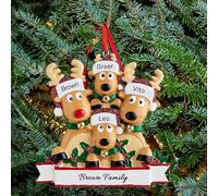 Rainsar Boule de Noel Personnalisée, Pendentif cerf de Noël Personnalisable, Décoration Familiale 2025 pour 2 à 8 Personnes - Cadeau Mémorable avec Noms Gravés