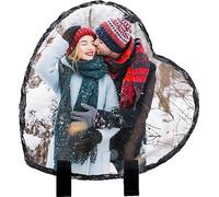 Rainsar Cadre en ardoise personnalisé avec photo, Cadre photo ardoise décoration intérieure, Cadeau personnalisé pour la Saint Valentin, Noël, Anniversaire (7.9x7.9inch/20x20cm)