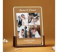 Rainsar Cadre Photo Personnalisé,Lampe Personnalisée avec Photo,Plaque Personnalisée avec Photo Texte,Cadre Photo Couple pour Copine Copain Noël, Nouvel An, Saint-Valentin Cadeau Photo